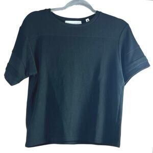 CHRLDR Black Pima Cotton Block Sleeve Tee Heavyweight Stretch XS Street Chic